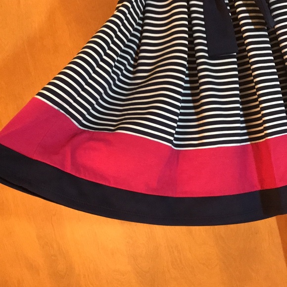 IRIS and IVY girl’s dress navy pink white stripes sleeveless belted size 10 - Picture 7 of 10